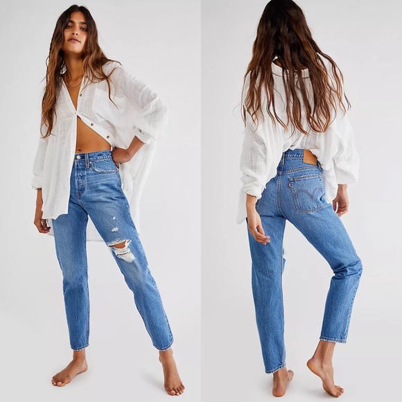 NWT Levi’s 501 High Rise Straight Jeans Free People - Picture 7 of 7